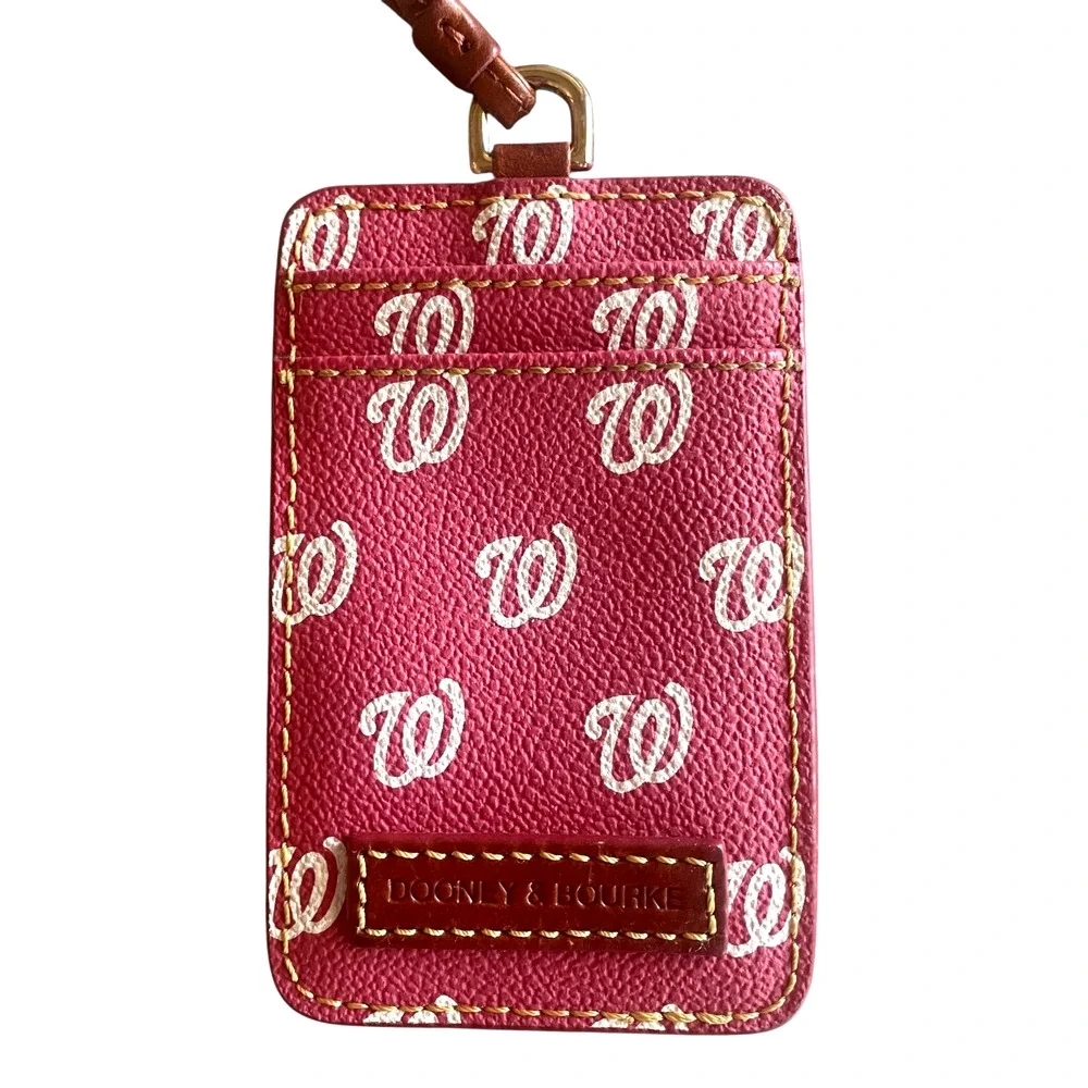 DOONEY & BOURKE Washington Nationals Lanyard Red Pebbled Leather ID Badge Holder